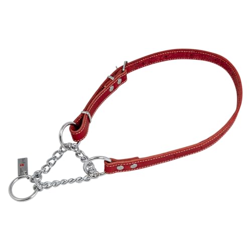 JACK AND VANILLA, Martingal-Halskette aus rotem Ölleder für Hunde, verstellbar von 35 bis 50 cm, Robustes und Elegantes Design, effektive Kontrolle, optimaler Komfort, 16 mm, rot, Ledermuster JACK AND VANILLA, Martingal-Halskette aus rotem Ölleder für Hunde, verstellbar von 35 bis 50 cm, Robustes und Elegantes Design, effektive Kontrolle, optimaler Komfort, 16 mm, rot, Ledermuster von JACK AND VANILLA