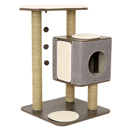 JV MOLLY Kattenmeubel House Grijs-56 x 56 x 86 cm von JACK AND VANILLA