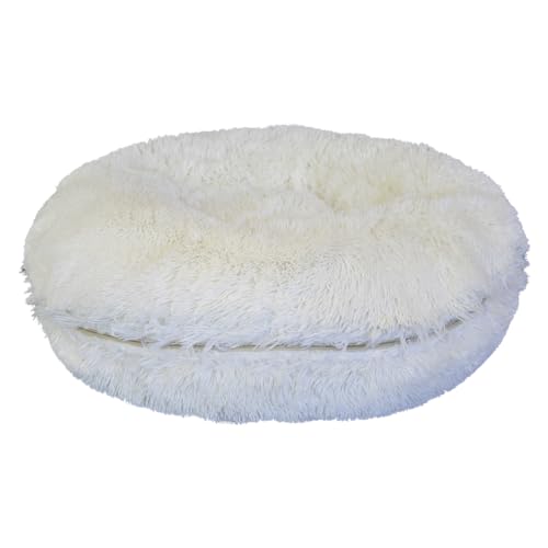 JACK AND VANILLA, Langer Plüsch-Hocker für Hunde und Katzen, bequem und weich, ideal zum Ausruhen und Spielen, weiße Farbe, Größe Ø70 cm JACK AND VANILLA, Langer Plüsch-Hocker für Hunde und Katzen, bequem und weich, ideal zum Ausruhen und Spielen, weiße Farbe, Größe Ø70 cm von JACK AND VANILLA