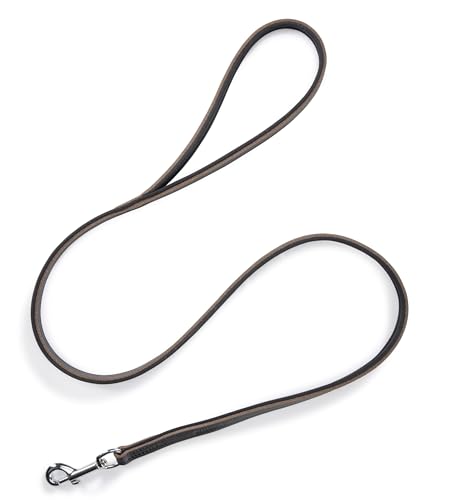 Jack & Russell Hundeleine Leder 120cm - Vollleder, Neopren & Edelstahl Karabiner – Hunde Lederleine schwarz Frankie (Schwarz) von Jack & Russell