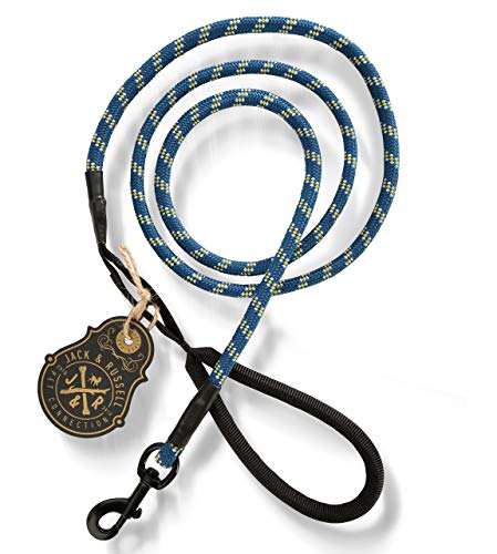 Jack & Russell Hundeleine Tajo aus hochwertigem Kletterseil mit Bolzenkarabiner Hunde Leine mit Soft-Grip Handschlaufe (Dunkelblau) von Jack & Russell