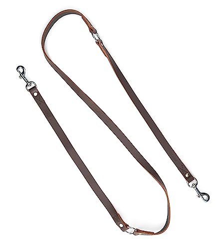 Jack & Russell Hundeleine aus Büffelleder 2,0m | Robuste Hunde Lederleine aus Fettleder | Hochwertige Führleine mit Edelstahl-Karabiner & Ringen, Modell Lucky (Dunkelbraun) von Jack & Russell