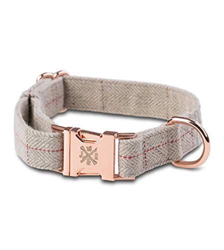 Jack & Russell Premium Hunde Tweed Halsband Cody - Tweedhalsband mit Original J&R Prägestempel - robust & elegant (L/XL, Grau - Meliert) von Jack & Russell