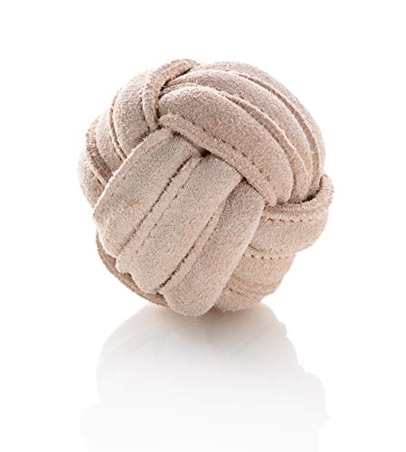 Jack & Russell Spielzeugball aus Leder - Naturleder Hunde Spielzeug geflochten - Kauleder Natur - Holmes Ball (Natur) (Beige) von Jack & Russell