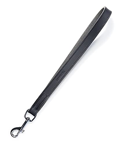 Kurze Hundeleine Pull 30cm - Kurzführer Leine aus Echt-Leder– Fettleder Hundeleine kurz (Schwarz) von Jack & Russell