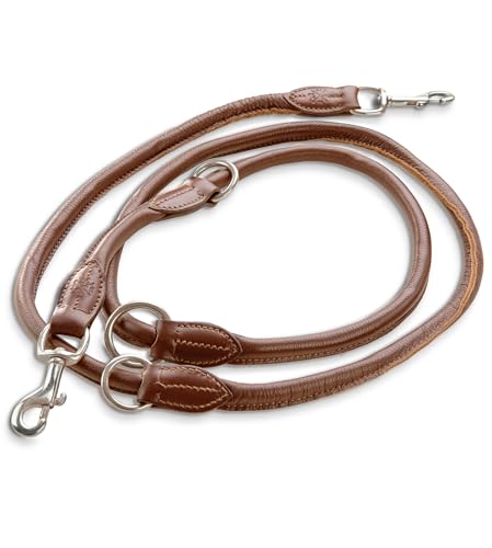 Jack & Russell Premium Leder Hundeleine Dexter 2,0m - Hunde Lederleine, Führleine - Echtleder Leine mehrfach verstellbar Dexter (Cognac Braun) von Jack & Russell