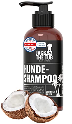 Jack & the Tub Hundeshampoo 500ml Caribbean Breeze - Black Edition, Hunde Shampoo mit Conditioner und frischem Kokos Duft von Jack & the Tub