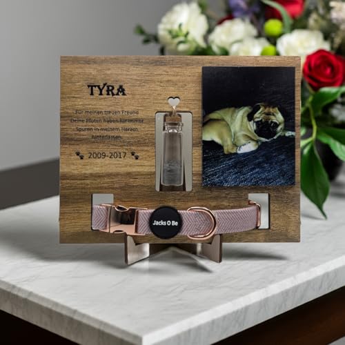 Jacks O Be Personalisierte Gedenktafel für Hunde mit Foto, Aschefläschchen & Halsband – Andenken an verstorbenen Hund – Erinnerungsstück mit Gravur Jacks O Be Personalisierte Gedenktafel für Hunde mit Foto, Aschefläschchen & Halsband – Andenken an verstorbenen Hund – Erinnerungsstück mit Gravur von Jacks O Be