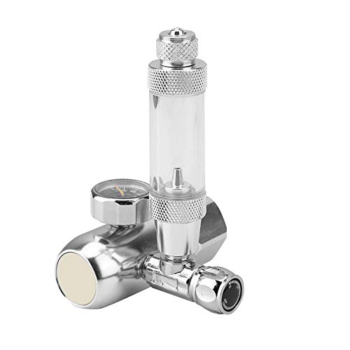 Jacksking Aquarium CO2-Druckregler Mini Single Table Durchflussdruckregler mit Rückschlagventil und Manometer-Blasenzähler(Silber) von Jacksking
