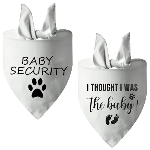 2 Stück Hundehalstuch, Schwangerschaftsankündigung, Bandana für Hunde, Baby-Sicherheits-bedruckter Hundeschal, bequem, Monogramm, Dreieck-Schal, waschbar, Haustier-Zubehör für große Hunde von Jaczora