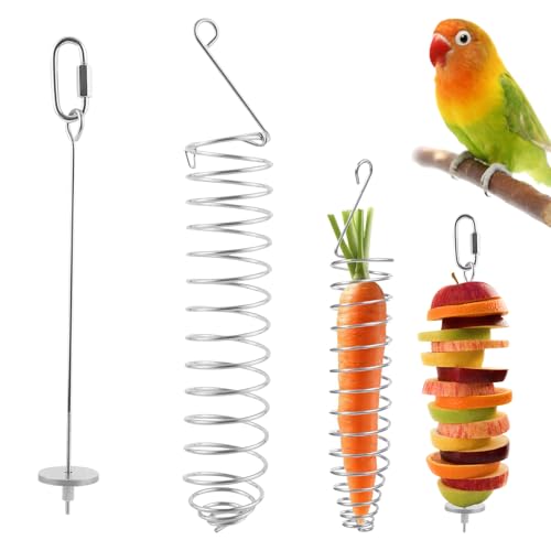 2 x Ratten-Anreicherungsspielzeug, Edelstahl-Spiral-Futterhalter, langsamer Futterspender für Obst, Gemüse, ideales Käfigzubehör, Maus und Vögel, Nager, Puzzle-Spielzeug (Silber) von Jaczora