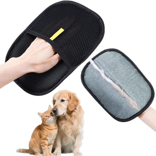 Jaczora Tierhaarentferner-Handschuh, wiederverwendbar, doppelseitig, statische Technologie, Fellpflege-Handschuh für Couch, Teppich, Katze, Hundehaarentfernung, schwarz, 2 Stück Jaczora Tierhaarentferner-Handschuh, wiederverwendbar, doppelseitig, statische Technologie, Fellpflege-Handschuh für Couch, Teppich, Katze, Hundehaarentfernung, schwarz, 2 Stück von Jaczora