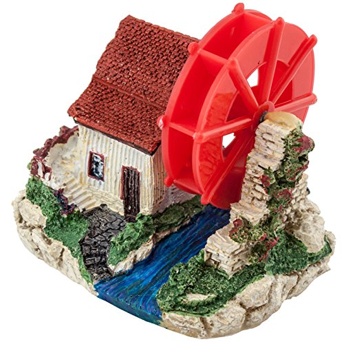 JAD CW-185 dekorativer Luftausströmer Aquarium Haus Mühle Wassermühle Deko 10x8x8cm mit Anschluss für Membranenpumpe / für Luftpumpe von Jad