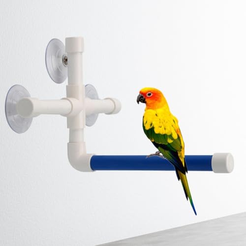 Jadeshay Sitzstangen fur Vogel, Sitzstangen Wellensittich, Sitzstangen fur Papageien, Papageienständer Faltbar mit Saugnapf für Fenster, Dusche, Badewanne, Wand von Jadeshay