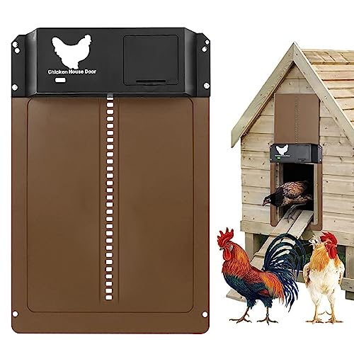 2.0 Automatische Hühnerklappe, Elektrische Hühnerklappe，Hühnertür Türöffner Elektrisch HüHnerstall HüHnerklappe HüHnertüR Für HüHnernest HüHnerhaus Entenhaus (Braun) von Jadyon