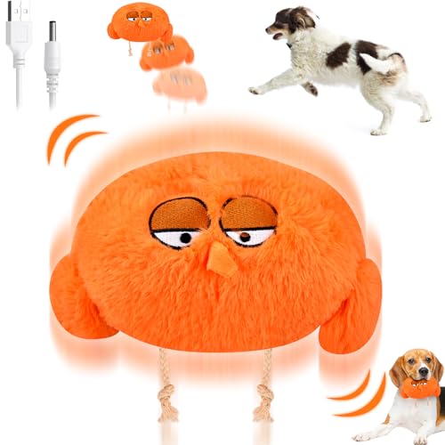 Bewegendes Hundespielzeug, Interaktives Hundespielzeug, Selbstrollender Ball Hund, Aktives Bewegliches Haustier-Plschspielzeug, Active Moving Pet Plush Toy for Haustier Hunde Trainingsball(Orange) von Jadyon