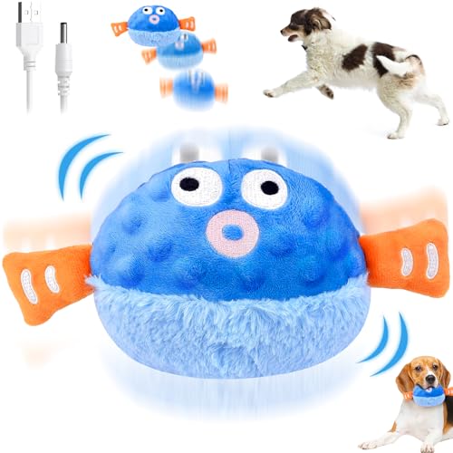 Bewegendes Hundespielzeug, Interaktives Hundespielzeug, Selbstrollender Ball Hund, Aktives Bewegliches Haustier-Plschspielzeug, Active Moving Pet Plush Toy for Haustier Hunde Trainingsball(Blau) von Jadyon