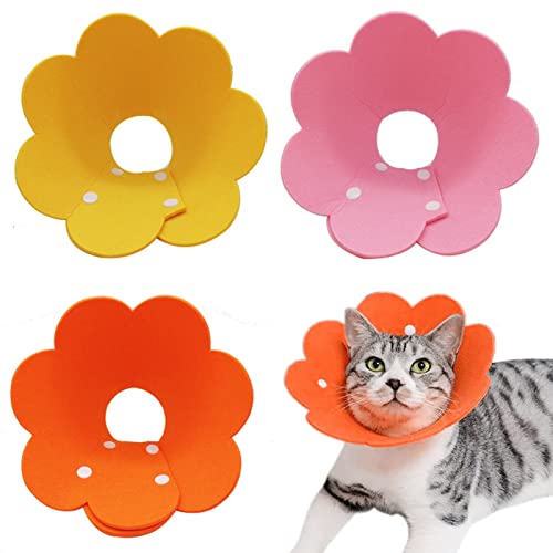 3 x Katzenhalsband für Katzen, Sonnenblumen-Hals, Katzen-Kegel, verhindert Lecken, verhindert Kratzen (Pink, Orange, Gelb) von Jakonay