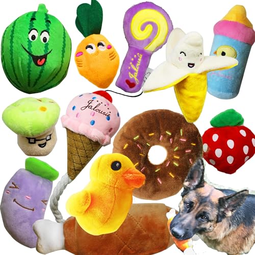 Jalousie Quietschendes Hundespielzeug, niedliches Plüschspielzeug für kleine, mittelgroße Hunde, 12 Stück von Jalousie