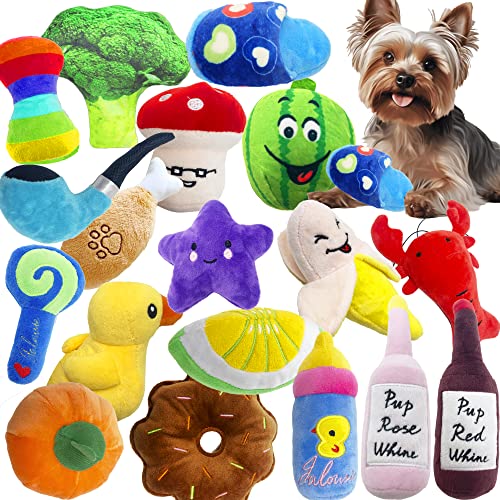 Jalousie Quietschspielzeug-Sortiment für Hunde, bunt, niedlich, Plüsch-Spielzeug, Welpen, Kauspielzeug für kleine, mittelgroße Hunde, Haustiere, Quietschspielzeug für Hunde, 18 Stück von Jalousie