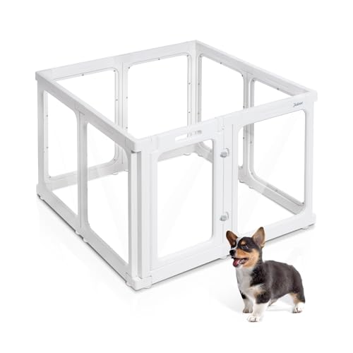 Jalove Hunde-Laufstall für den Innenbereich, 61 cm, Acryl-Kunststoff, Haustier-Laufstall mit Tür, Welpen-Laufstall, einfach zu installieren und zu entfernen, faltbar, anpassbar, Weiß, 8 Stück Jalove Hunde-Laufstall für den Innenbereich, 61 cm, Acryl-Kunststoff, Haustier-Laufstall mit Tür, Welpen-Laufstall, einfach zu installieren und zu entfernen, faltbar, anpassbar, Weiß, 8 Stück von Jalove