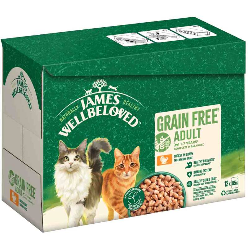 James Wellbeloved Adult Cat Grain Free Truthahn - Sparpaket: 48 x 85 g von James Wellbeloved