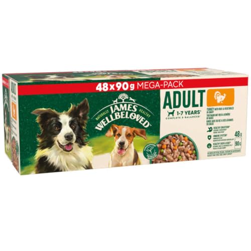 James Wellbeloved Adult Hundefutter mit Truthahn im Soßenbeutel, 48 x 90 g von James Wellbeloved
