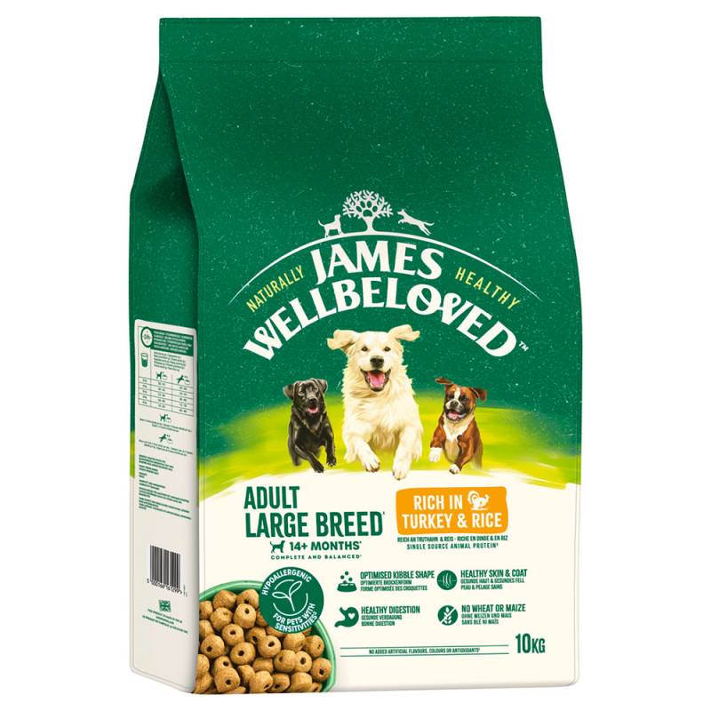 James Wellbeloved Adult Large Breed Dog Hypoallergenic Truthahn & Reis - Sparpaket: 2 x 10 kg von James Wellbeloved