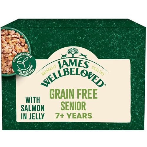 James Wellbeloved Getreidefreies Katzenfutter für ausgewachsene Katzen mit Lachs im Gelee-Beutel, 12 x 85 g James Wellbeloved Getreidefreies Katzenfutter für ausgewachsene Katzen mit Lachs im Gelee-Beutel, 12 x 85 g von James Wellbeloved