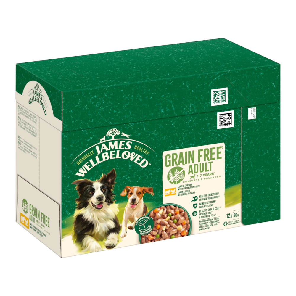 James Wellbeloved Hypoallergenic zum Sonderpreis! - 12 x 90 g Grain Free Lamm & Huhn mit Gemüse James Wellbeloved Hypoallergenic zum Sonderpreis! - 12 x 90 g Grain Free Lamm & Huhn mit Gemüse von James Wellbeloved