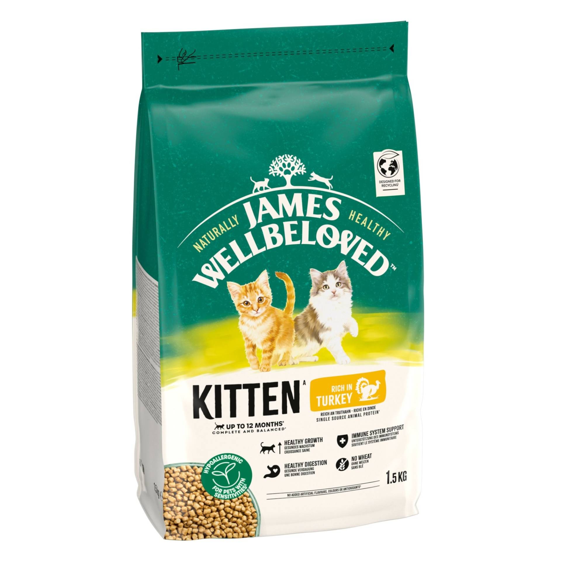 James Wellbeloved Kitten Hypoallergenic Truthahn & Reis - Sparpaket: 3 x 1,5 kg James Wellbeloved Kitten Hypoallergenic Truthahn & Reis - Sparpaket: 3 x 1,5 kg von James Wellbeloved
