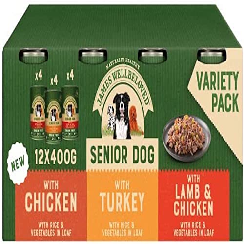 James Wellbeloved Senior in Loaf 12 Dosen, hypoallergenes Nassfutter für Hunde, 1er Pack (12 x 400 g) von James Wellbeloved