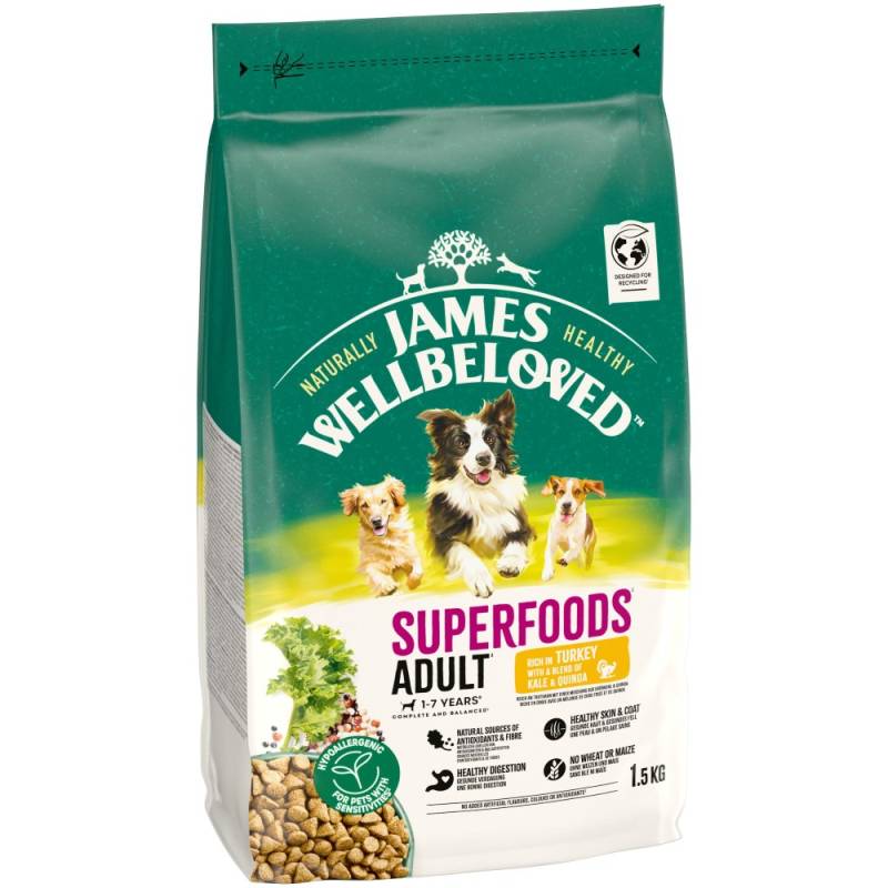 James Wellbeloved Superfoods Adult Dog Hypoallergenic Truthahn mit Grünkohl & Quinoa - 1,5 kg James Wellbeloved Superfoods Adult Dog Hypoallergenic Truthahn mit Grünkohl & Quinoa - 1,5 kg von James Wellbeloved