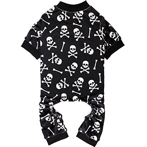 Hunde-Pyjama, Halloween-Hundekostüm, kurzer Plüsch-Pyjama, Totenkopf und gekreuzte Knochen, super weich und dehnbar, Haustier-Jammies für große Hunde (Größe XL) von Jamktepat