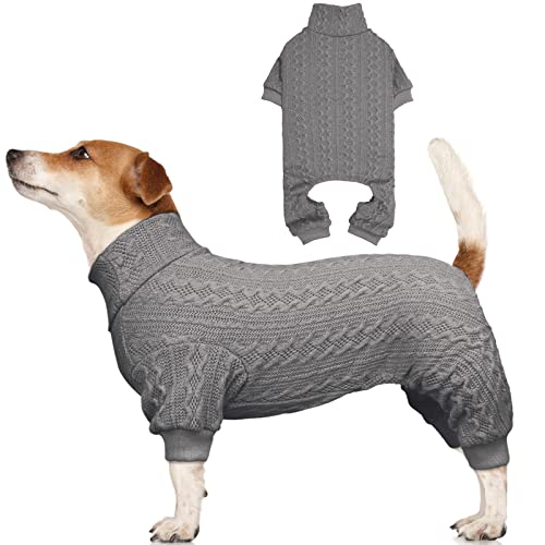 Hundepullover für große Hunde, Rollkragenpullover, gestrickt, einfarbig, Welpenpullover, warmer Hundepullover (Grau und XL) von Jamktepat
