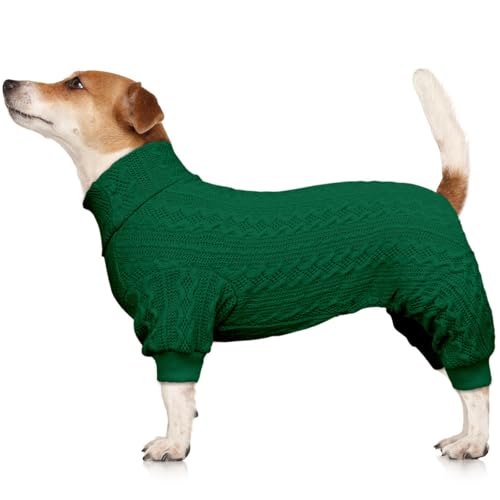 Hundepullover für große Hunde, Rollkragenpullover, gestrickt, einfarbig, Welpenpullover, warmer Hundepullover (Grün und XL) von Jamktepat