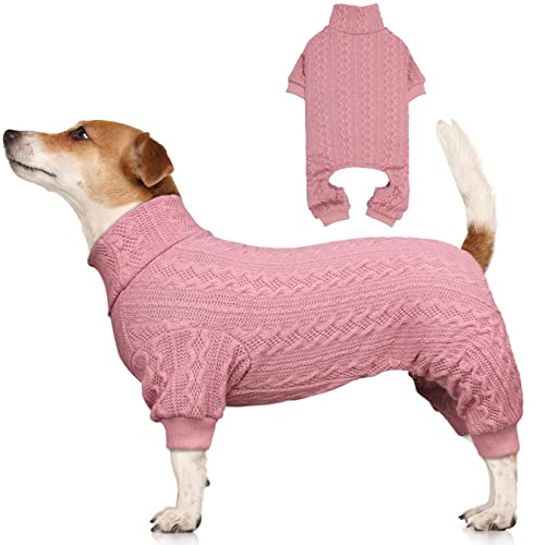 Hundepullover für große Hunde, Rollkragenpullover, gestrickt, einfarbig, Welpenpullover, warmer Hundepullover (Rosa und XL) von Jamktepat