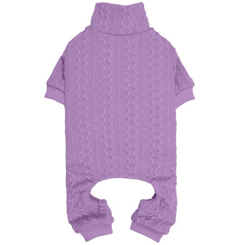 Hundepullover mit Rollkragen, gestrickt, einfarbig, Welpenpullover, warmer Hundepullover für kleine Hunde, Violett und XS von Jamktepat