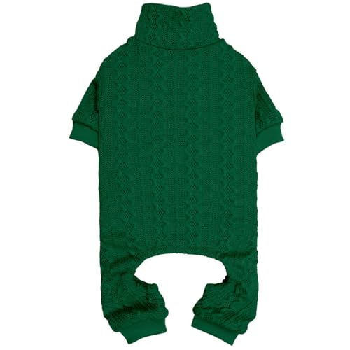 Hundepullover mit Rollkragen, gestrickt, einfarbig, Welpenpullover, warmer Hundepullover für mittelgroße Hunde (Grün und M) von Jamktepat