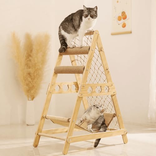 Jamotolly Katzbaum, 85 cm hoch, mit 2 Kratzsäulen, Plattformen, Sisal Hängematte, Katzenkletternetz, Höhle, für mittelgroße Katzen, Modern, Kippsicher, Holzmaterial Jamotolly Katzbaum, 85 cm hoch, mit 2 Kratzsäulen, Plattformen, Sisal Hängematte, Katzenkletternetz, Höhle, für mittelgroße Katzen, Modern, Kippsicher, Holzmaterial von Jamotolly