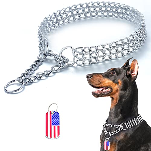 JanToPet Hundehalsband, Edelstahl, verstellbar, Gehhalsband, Metall, kubanische Glieder, Hundehalsband, kaufest, dreireihig, Kette, Hundehalsband für große, kleine, mittelgroße Hunde (3 Reihen, S) von JanToPet
