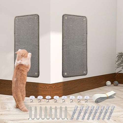 JanYoo 2pcs Katzenkratzmatte Sisal Katzenkratzmatte Kratzmatte für Katze mit Klebeband Katzenkratzmatte 50 × 25 cm(Grau) von JanYoo