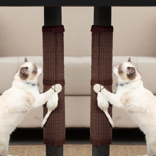 JanYoo 2 Stück Katze Kratzschutz Katzenkratzmatte Möbelschutz Pet Tischbein Katzenkratzer Kratzmatte für Katze Cat Scratcher Katzenkratzmatte Sofa Kratzbrett 50×25 cm (Braun von JanYoo