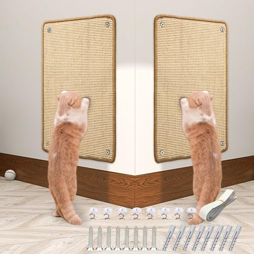 JanYoo 2 Stück Katze Kratzschutz Katzenkratzmatte Sisal Katzenkratzmatte Kratzmatte für Katze Katzenkratzmatte für Sofa Möbel Tür Kratzschutz 60 × 40 cm(Beige) von JanYoo