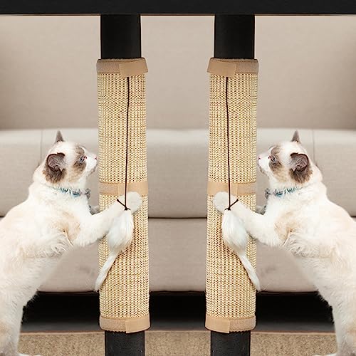 JanYoo 2 Stück Kratzmatte für Tischbein Sisal Katzenkratzmatte Kratzmatte für Katzenkratzmatte Teppich 19,69 × 25 cm (Beige) von JanYoo