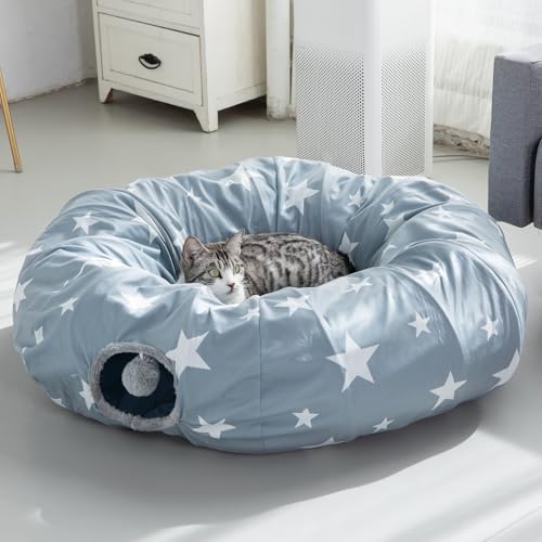 JanYoo Großes Katzentunnelbett für Indoor-Katzen, Katzenhöhlenbett, Donut-Tunnel mit Ball, faltbar, interaktives Haustierhöhle, Spielzeug, Schlauch für Indoor-Katzen, Kätzchen, Welpen, Hase, Grau JanYoo Großes Katzentunnelbett für Indoor-Katzen, Katzenhöhlenbett, Donut-Tunnel mit Ball, faltbar, interaktives Haustierhöhle, Spielzeug, Schlauch für Indoor-Katzen, Kätzchen, Welpen, Hase, Grau von JanYoo