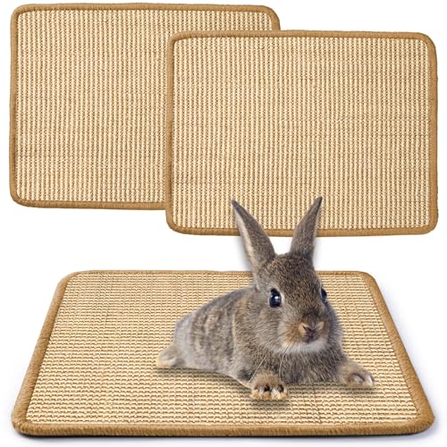 JanYoo Kratzmatte für Kaninchen, Sisal, Kaninchen, Kratzmatte, Meerschweinchen, Ruhematten für Käfige, Kleintierkrallen und Zahnpflege, Bettwäsche, Zubehör (40 x 30 cm, Beige) von JanYoo