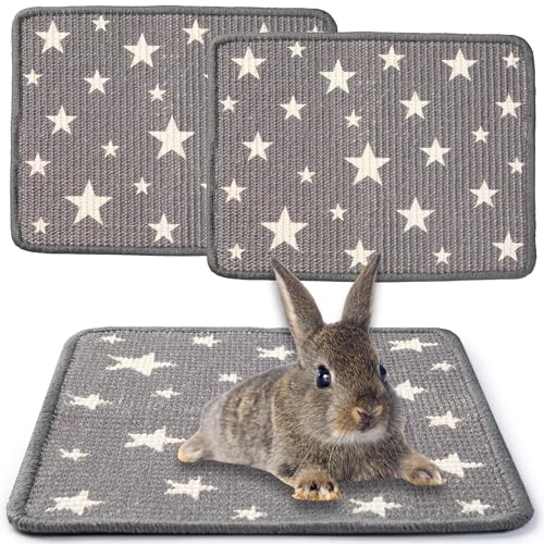 JanYoo Kratzmatte für Kaninchen, natürliches Sisal, Kaninchen, Kratzmatte, Kaninchen, Ruhematten für Käfige, Kleintierkrallen und Zahnpflege, Bettwäsche, Zubehör für Meerschweinchen (40 x 30 cm, Stern von JanYoo