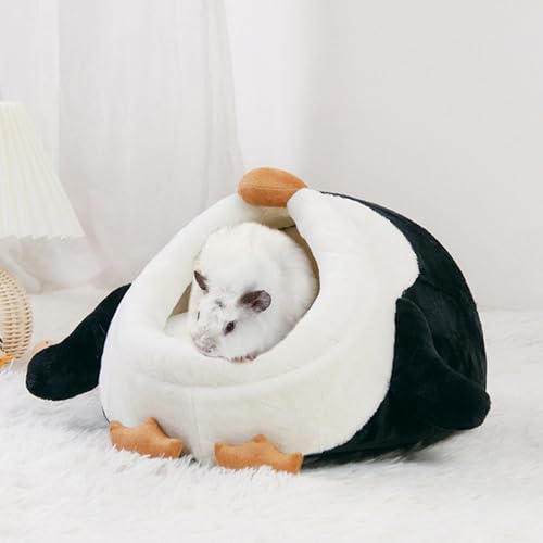 JanYoo Meerschweinchenbett, Kleintierhaus, Meerschweinchen-Versteck warmes Nest, Höhle, gemütliches Haustierhöhle, Bett, Zubehör für Hamster, Igel, Frettchen, Bartagamen und Ratten (Pinguine, S) von JanYoo