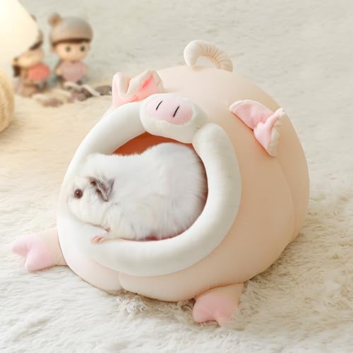 JanYoo Meerschweinchenbett, Kleintierhaus, Meerschweinchen-Versteck warmes Nest, Höhle, gemütliches Haustierhöhle, Bett, Zubehör für Hamster, Igel, Frettchen, Bartagamen und Ratten (Schwein, S) von JanYoo